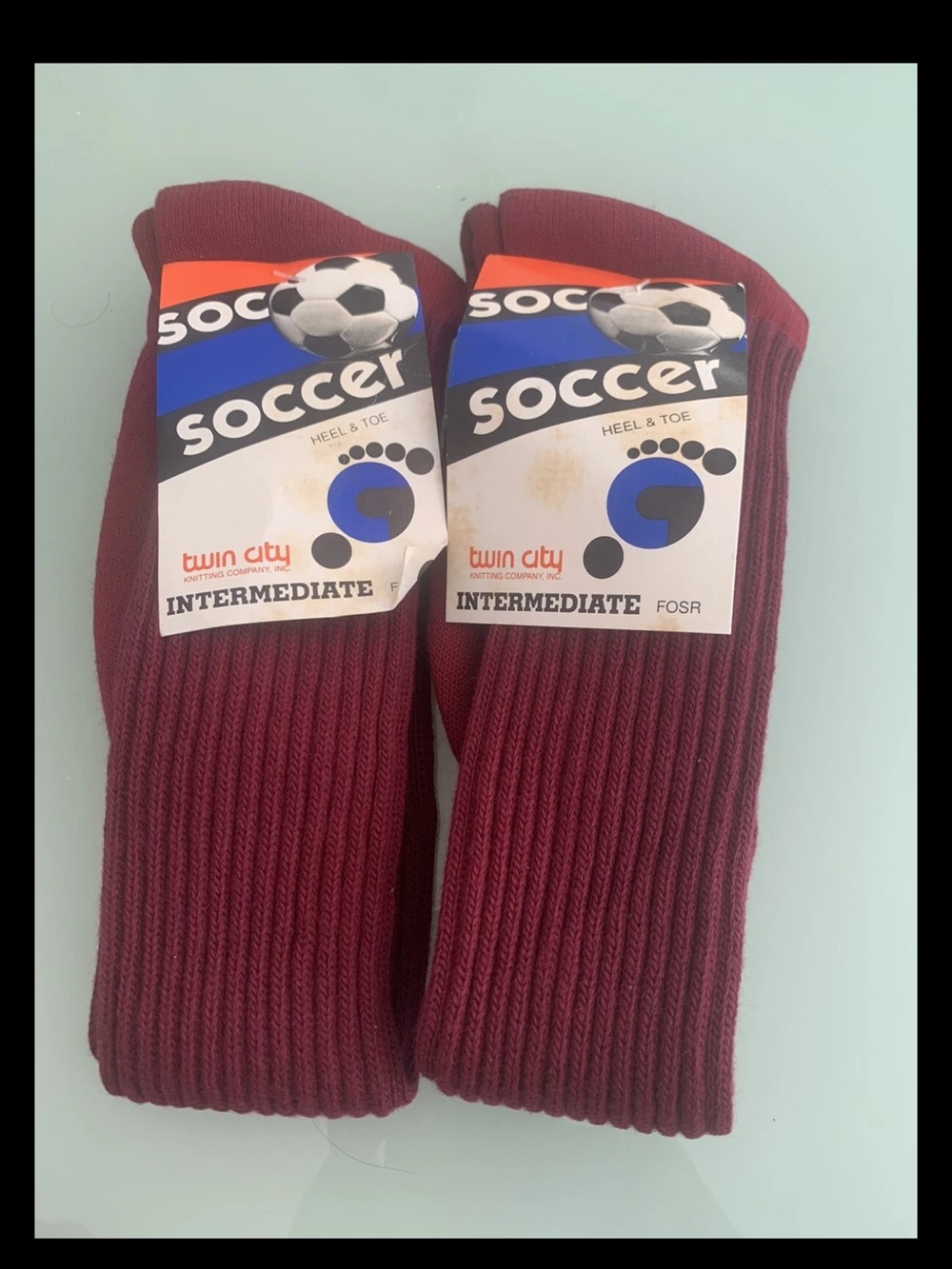 Lot of 2 Vintage Twin City Soccer Socks Maroon Intermediate USA 8 1/2-11 NWT